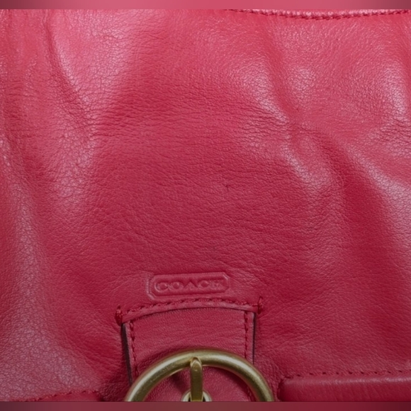 Coach Campbell Leather Belle Carryall Red Large - Picture 3 of 7